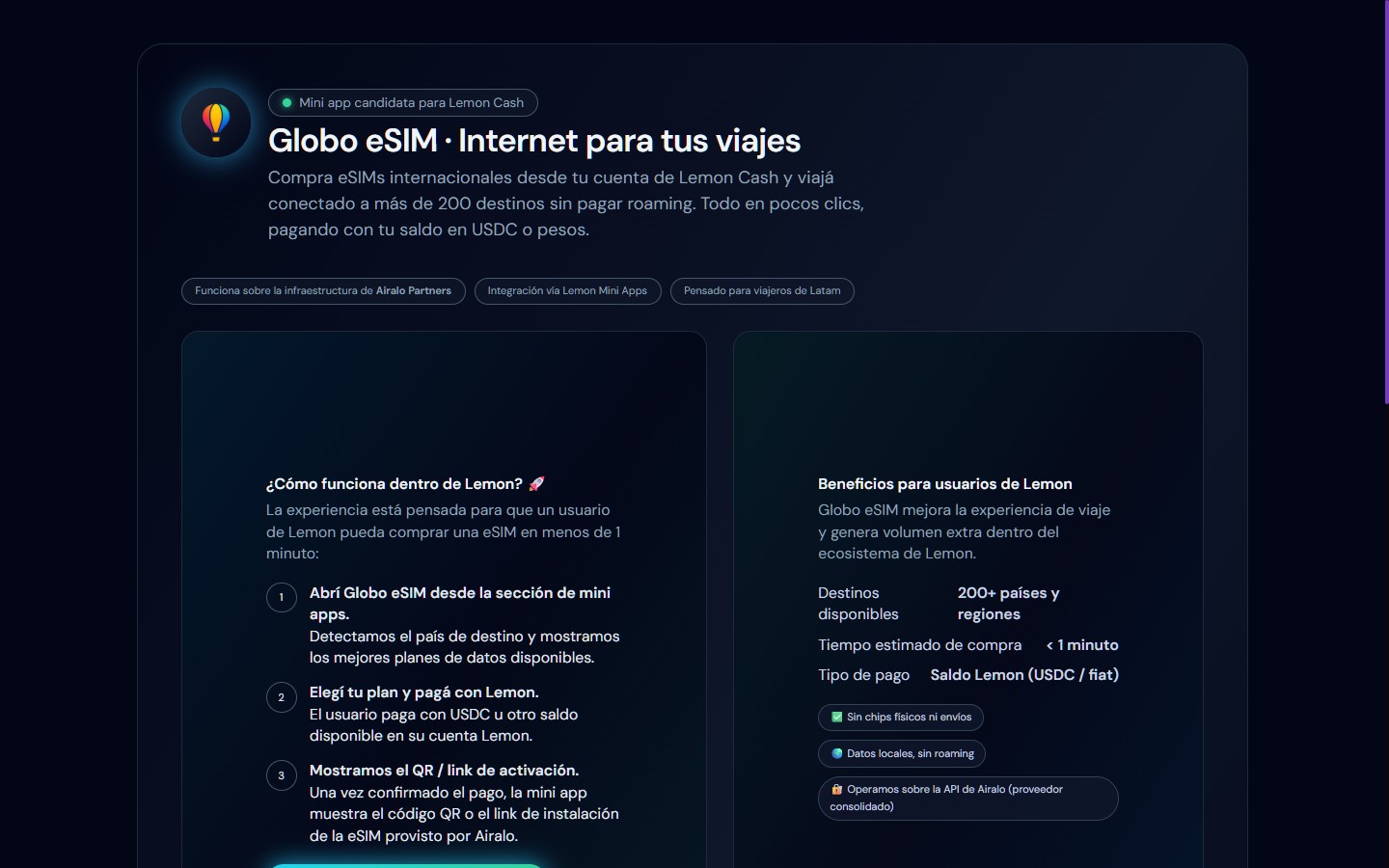 Globo eSIM — producto de conectividad eSIM